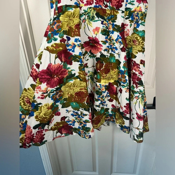 SunnyGirl Mod Floral Button Collared Fit & Flare Dress Linen Blend Size X-Large - Picture 11 of 11